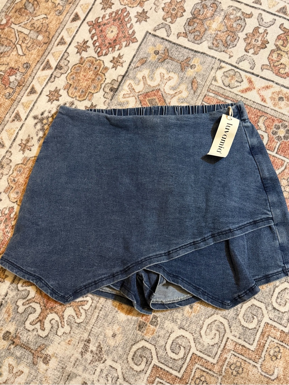 Amazon Essentials Blue Denim Skort with Overlap Front